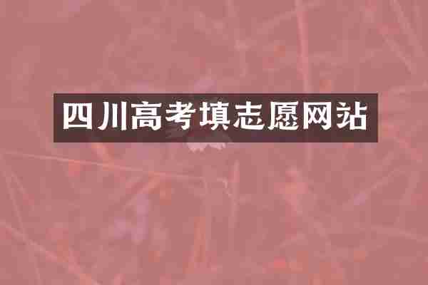四川高考填志愿网站