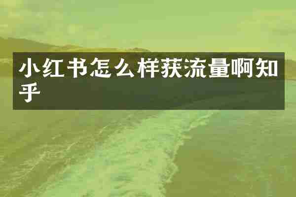 小红书怎么样获流量啊知乎