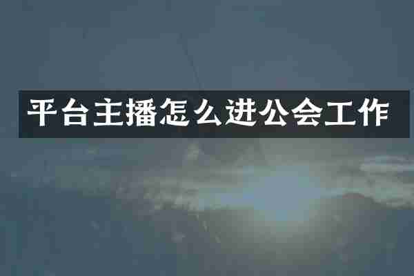 平台主播怎么进公会工作