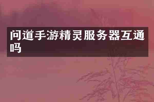 问道手游精灵服务器互通吗
