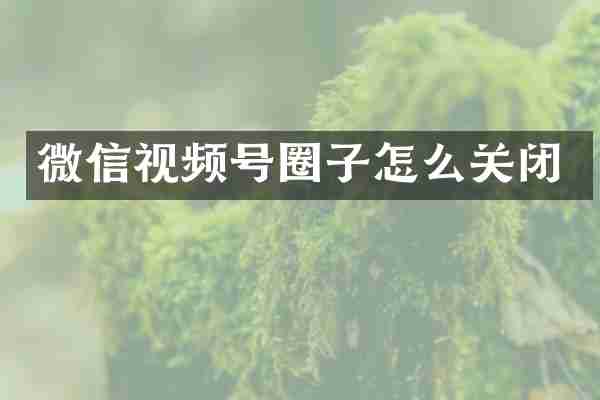 微信视频号圈子怎么关闭