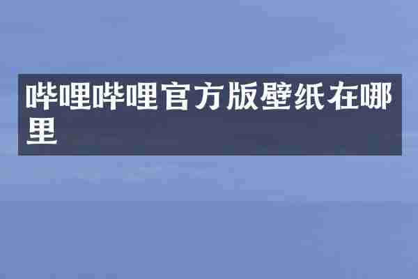哔哩哔哩官方版壁纸在哪里