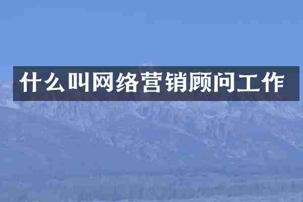 什么叫网络营销顾问工作