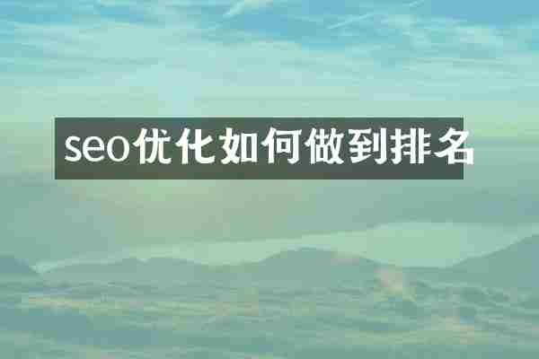 seo优化如何做到排名