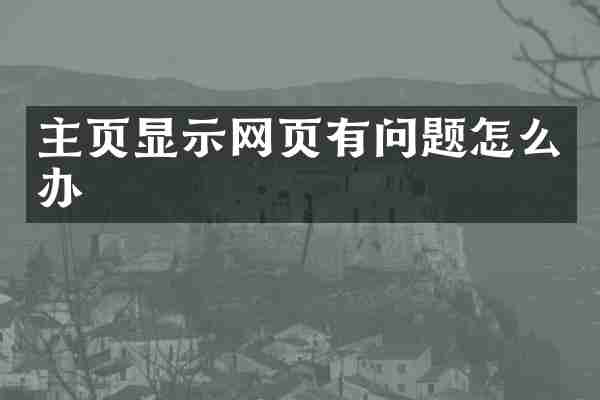 主页显示网页有问题怎么办
