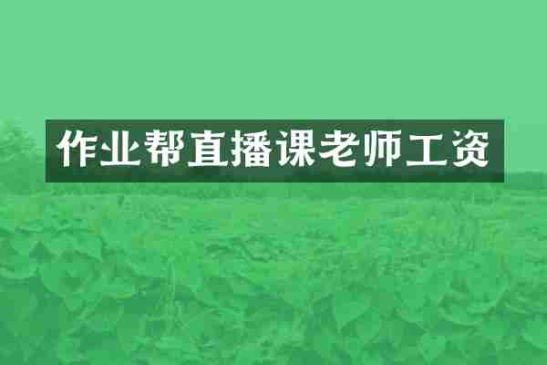 作业帮直播课老师工资