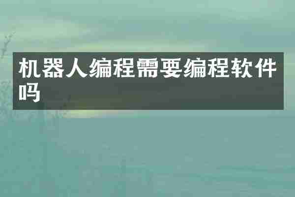 机器人编程需要编程软件吗