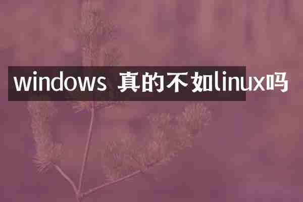 windows 真的不如linux吗