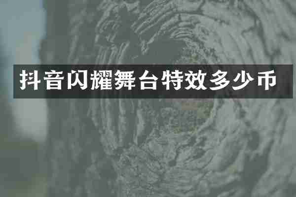 抖音闪耀舞台特效多少币