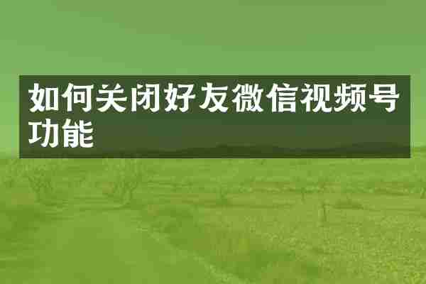 如何关闭好友微信视频号功能