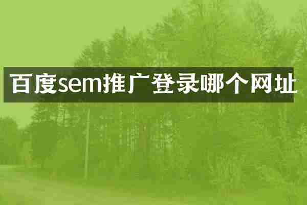 百度sem推广登录哪个网址