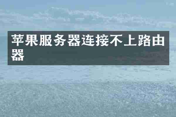 苹果服务器连接不上路由器