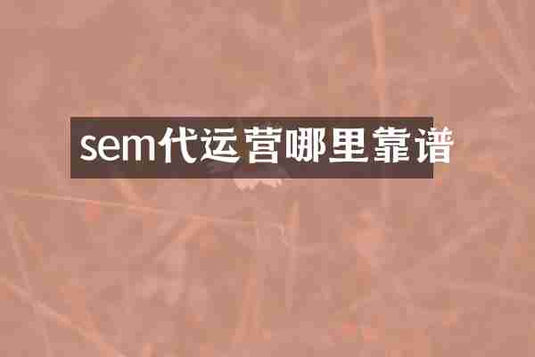 sem代运营哪里靠谱