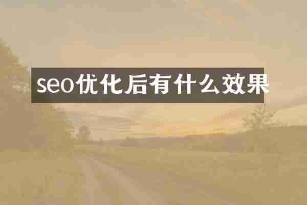 seo优化后有什么效果