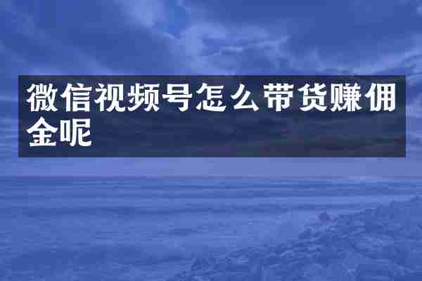微信视频号怎么带货赚佣金呢