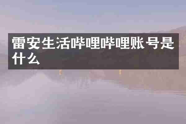 雷安生活哔哩哔哩账号是什么