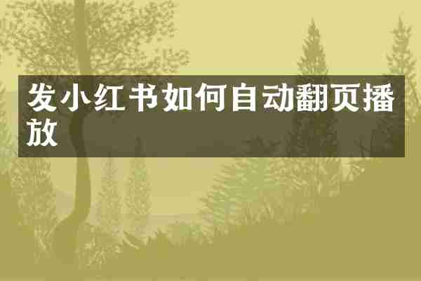发小红书如何自动翻页播放