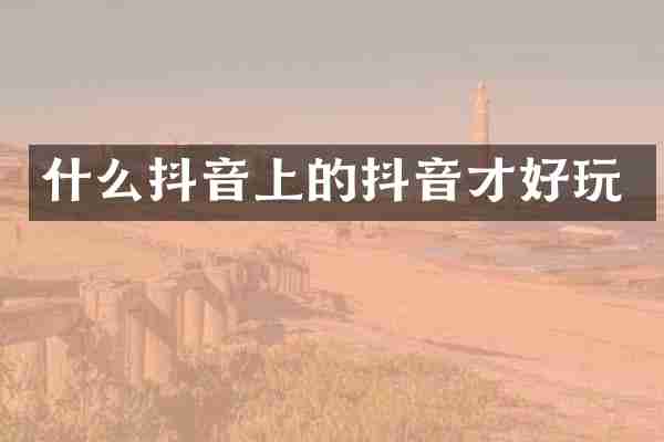 什么抖音上的抖音才好玩