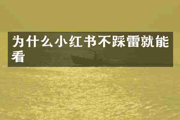 为什么小红书不踩雷就能看