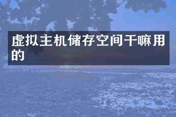 虚拟主机储存空间干嘛用的