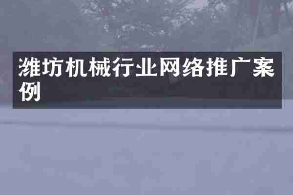 潍坊机械行业网络推广案例