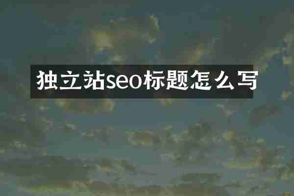 独立站seo标题怎么写