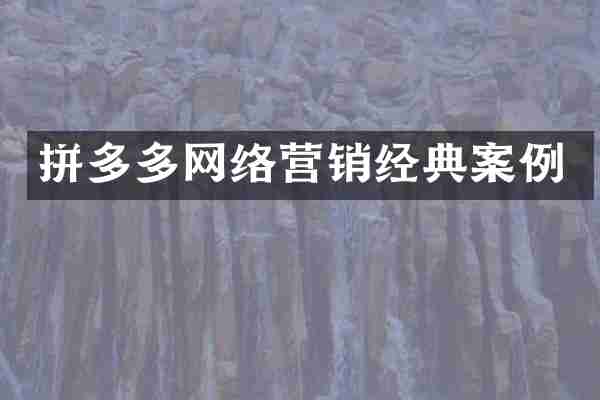 拼多多网络营销经典案例