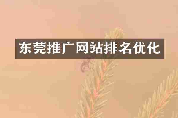 东莞推广网站排名优化