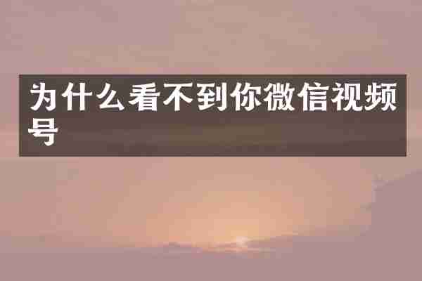 为什么看不到你微信视频号