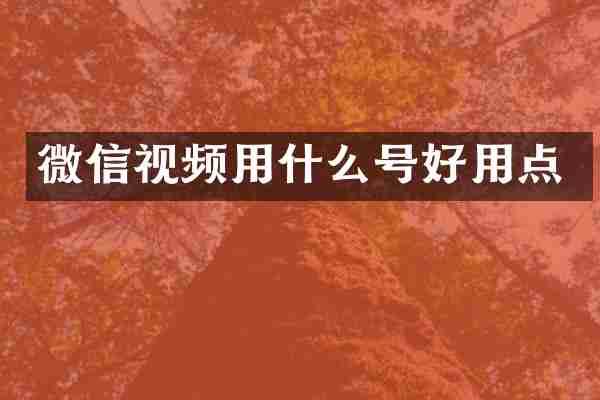 微信视频用什么号好用点