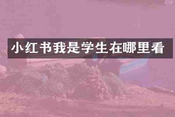 小红书我是学生在哪里看