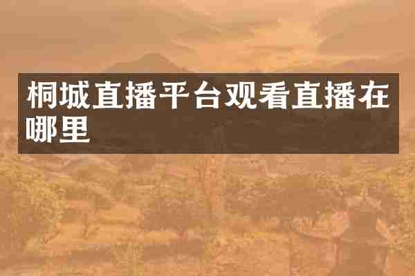桐城直播平台观看直播在哪里