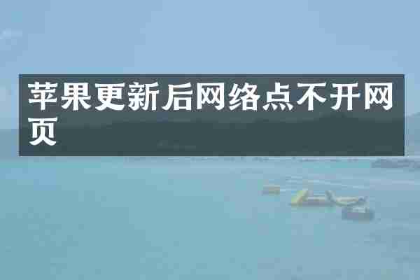 苹果更新后网络点不开网页