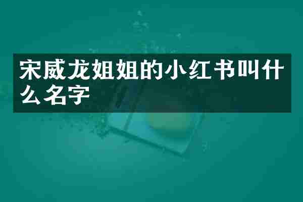 宋威龙姐姐的小红书叫什么名字