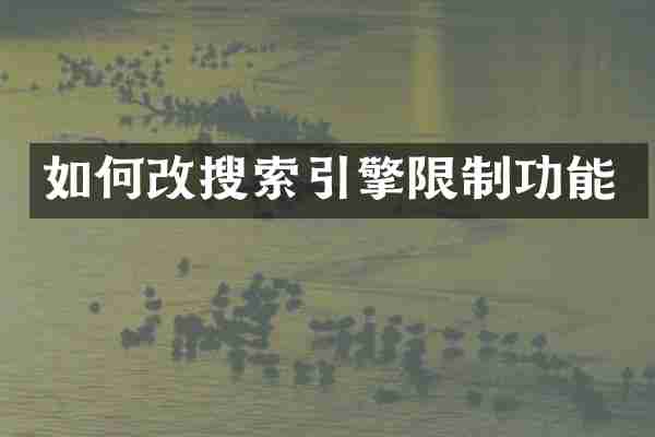 如何改搜索引擎限制功能