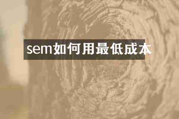 sem如何用最低成本