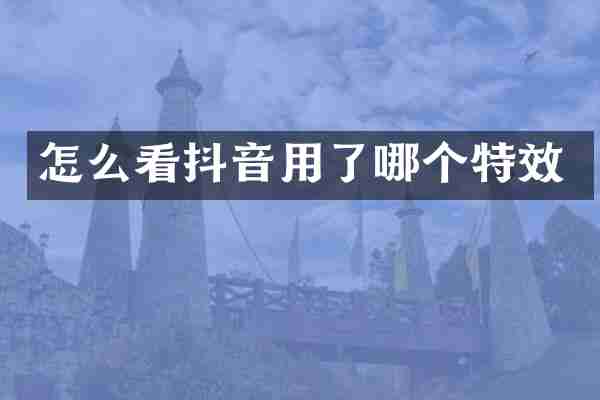怎么看抖音用了哪个特效