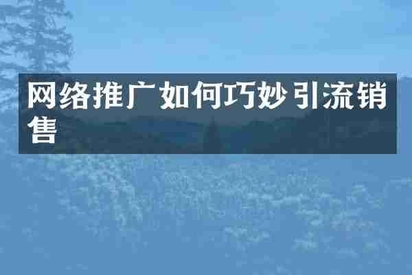 网络推广如何巧妙引流销售