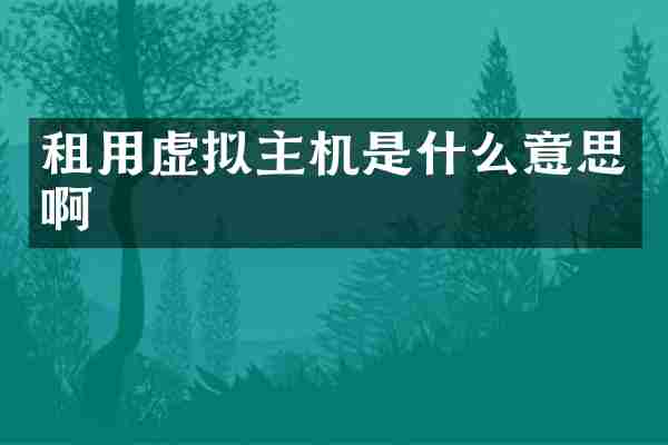 租用虚拟主机是什么意思啊