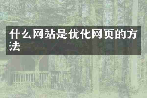 什么网站是优化网页的方法