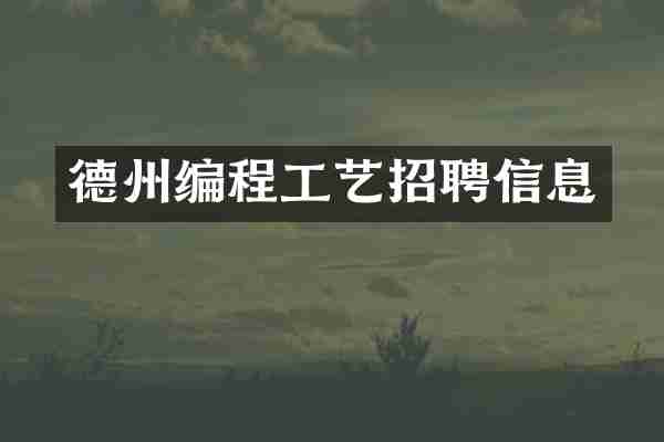 德州编程工艺招聘信息