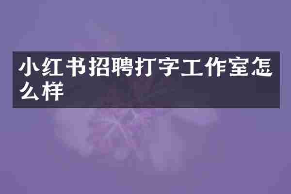 小红书招聘打字工作室怎么样