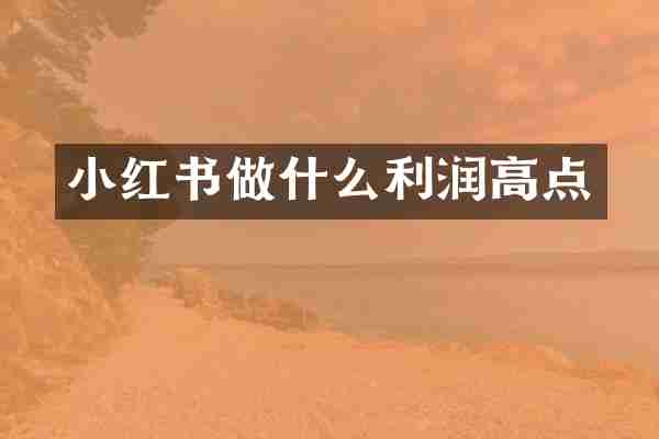 小红书做什么利润高点
