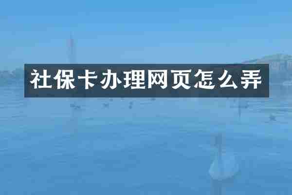 社保卡办理网页怎么弄