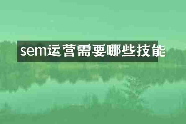 sem运营需要哪些技能