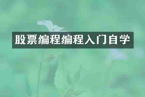 股票编程编程入门自学