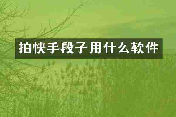 拍快手段子用什么软件