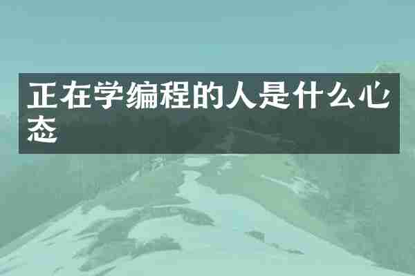 正在学编程的人是什么心态