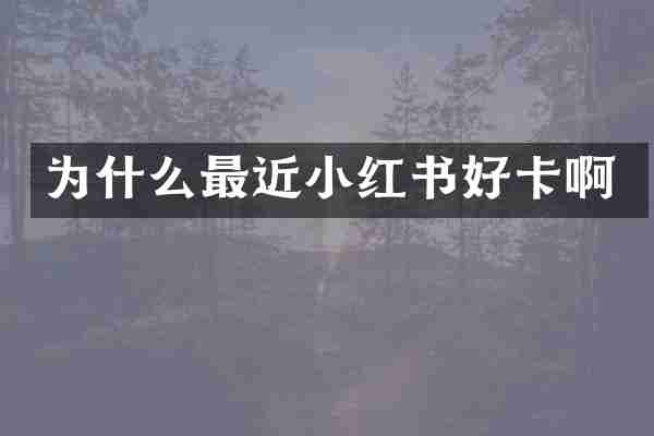 为什么最近小红书好卡啊