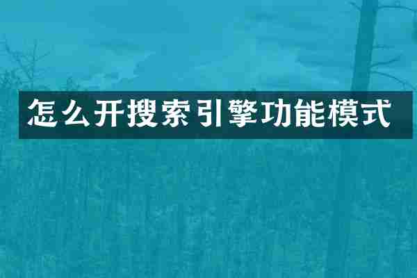 怎么开搜索引擎功能模式